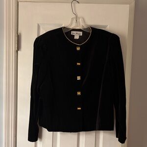 Jeri Marque Black Velvet Long Sleeve Jacket Size M